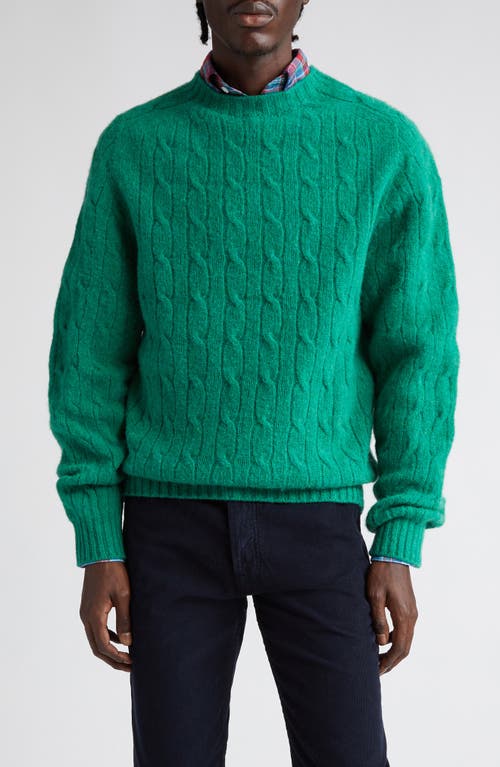 Drake's Shetland Cable Knit Wool Crewneck Sweater Pixie at Nordstrom,