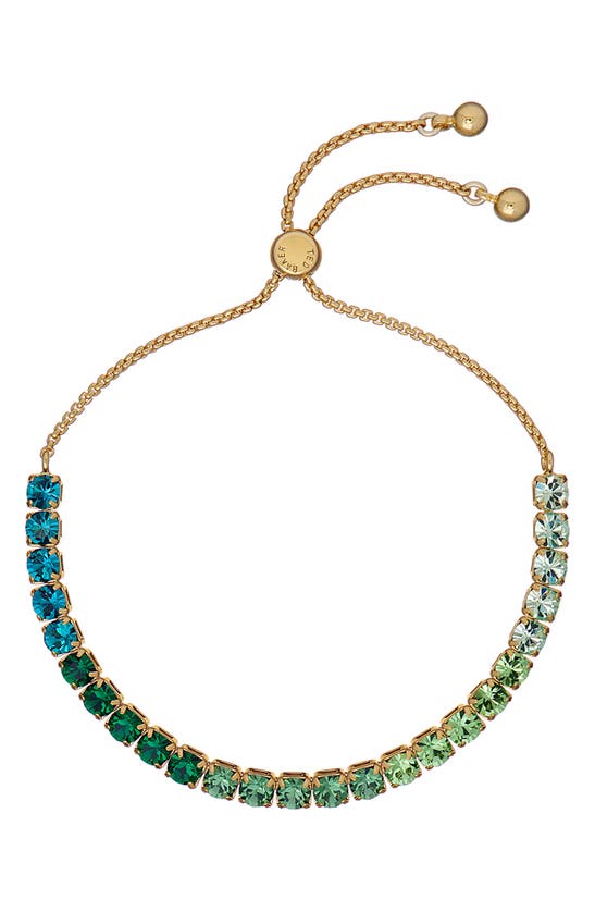 Shop Ted Baker Melrah Ombré Crystal Slider Bracelet In Gold Tone/ Green Ombre