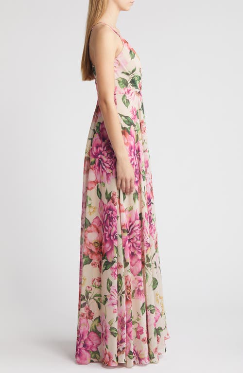 Lulus Season Of Love Sleeveless Gown In Rusty Rose Floral