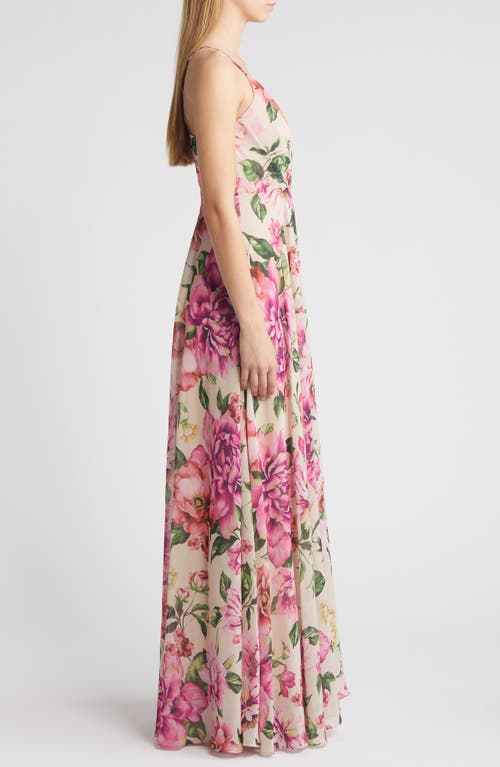 Shop Lulus Season Of Love Sleeveless Gown In Rusty Rose Floral