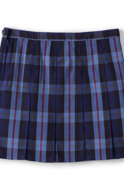 Shop Lands' End School Uniform Girls Plaid Box Pleat Skirt Top Of The Knee In French Blue Plaid