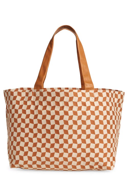 Shop Madewell Large Check Tote In Dried Straw Multi