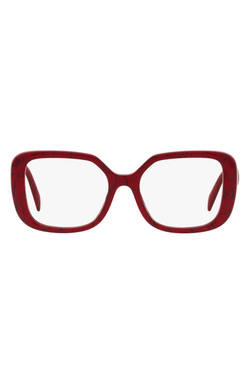 Prada 53mm Square Optical Glasses in Red/Black Marble at Nordstrom