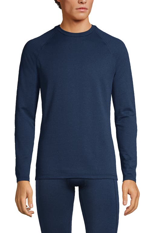 Lands' End Long Sleeve Crew Neck Expedition Thermaskin Long Underwear Top In Light Navy