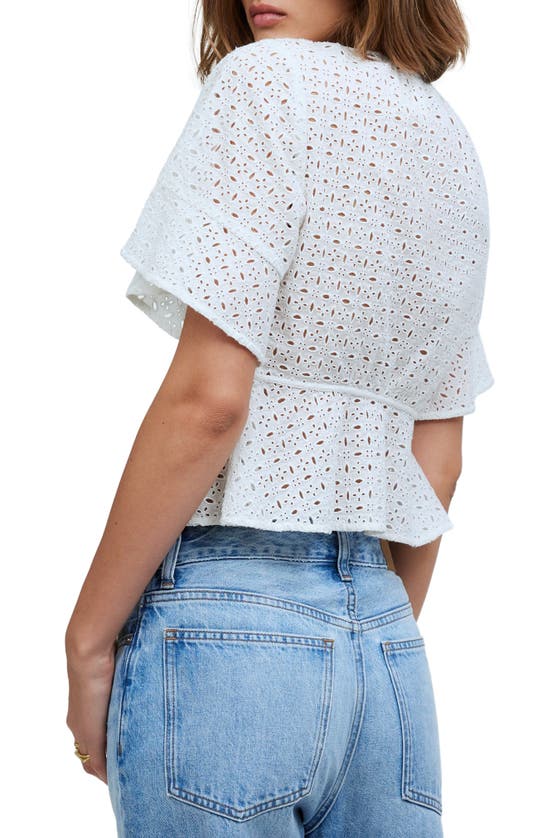 Shop Madewell Eyelet Tie Front Top In Soft White