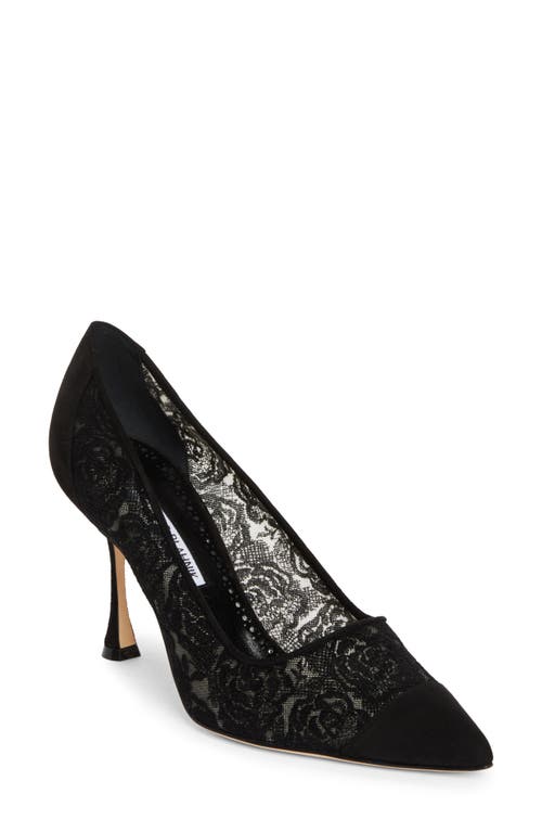 Shop Manolo Blahnik Sololaria Pointed Toe Pump In Black