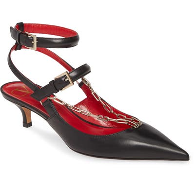 Valentino Garavani Chain Ankle Strap Pump - Black