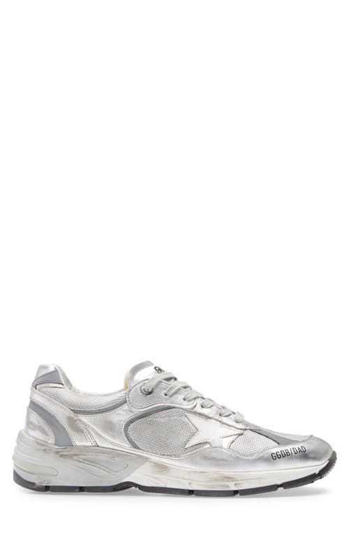 Shop Golden Goose Dad-star Metallic Sneaker In Silver/white