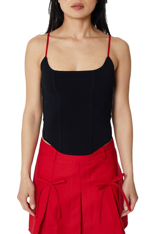 Find Me Now Persephone Corset Knit Tank Top In Black In Black