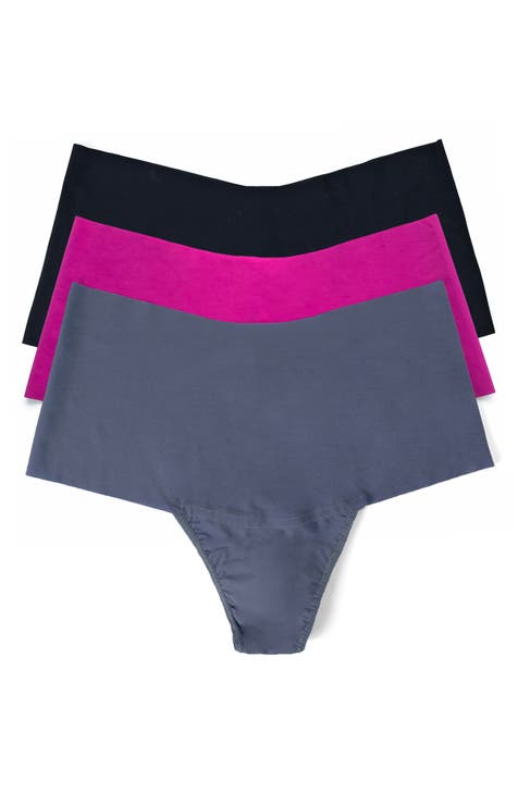 New Balance Women's Laser Thong Panties (3 Pack), Black, Large