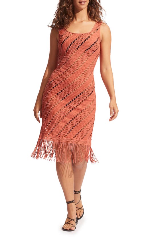 Shop Seafolly Marrakesh Tassel Cover-up Dress In Cinnamon
