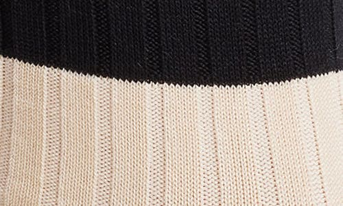 Le Bon Shoppe Her Varsity Cotton Blend Crew Socks In Cream Black