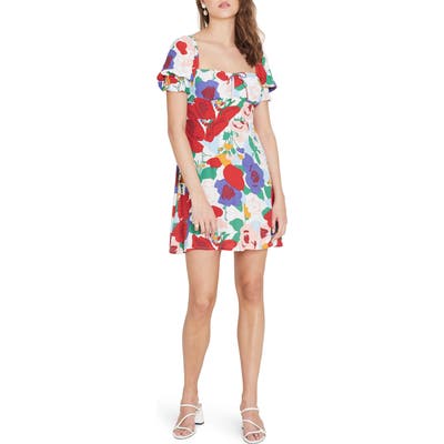 Faithfull The Brand Iris Floral Print Minidress, Red