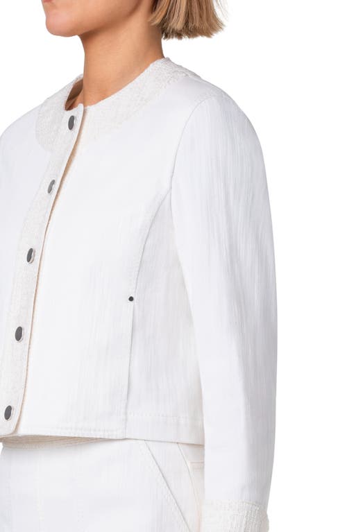 Akris Punto Tweed Trim Crop Jacket In Cream