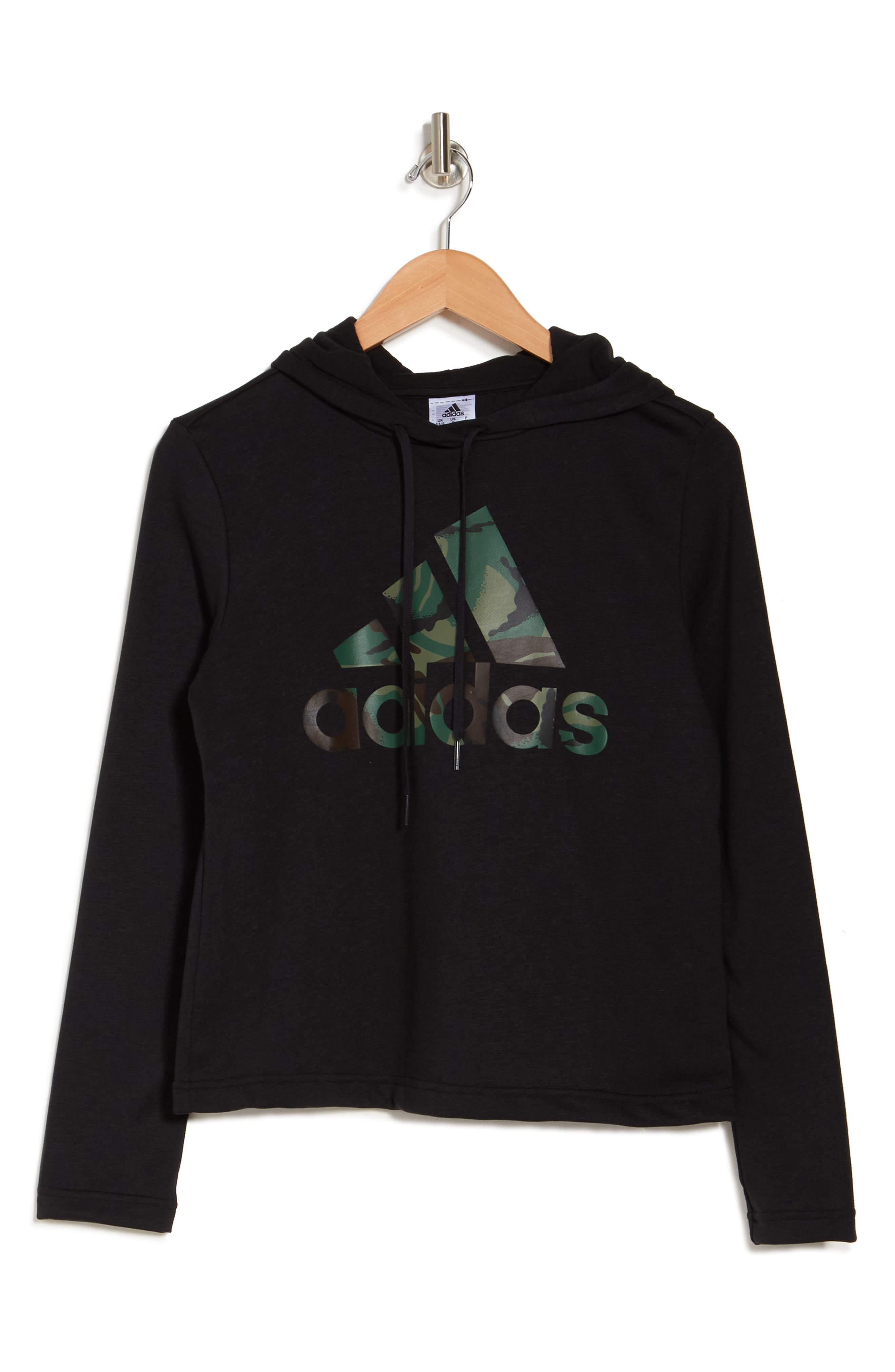 Adidas Originals Camo Graphic Drawstring Knit Hoodie In Black
