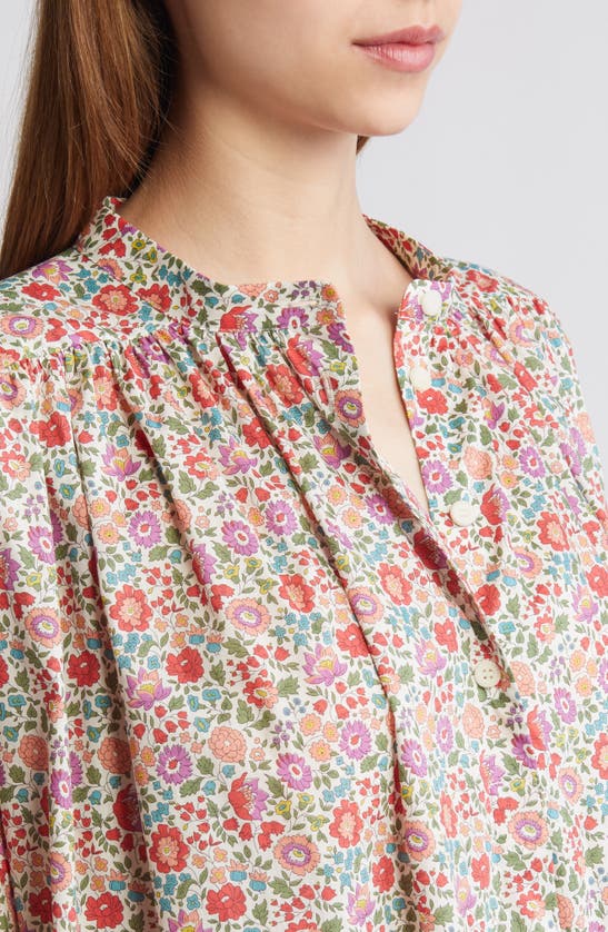 Shop Liberty London Boho Floral Cotton Button-up Shirt In Red