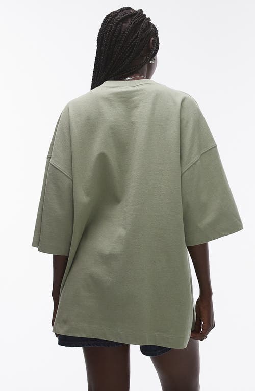 Shop Topshop Oversize Cotton T-shirt In Khaki