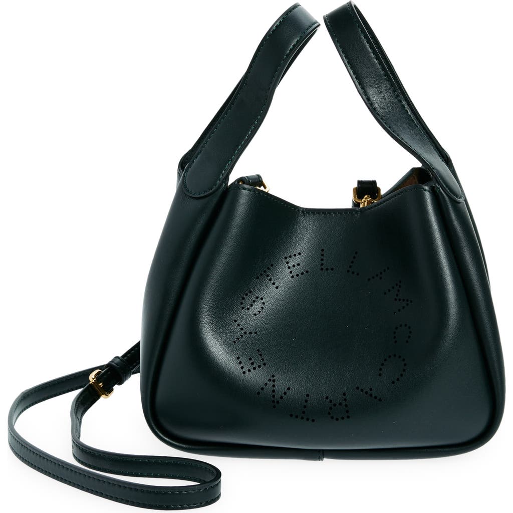 Stella Mccartney Logo Faux Leather Top Handle Bag In Green