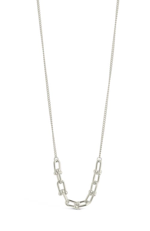 Sterling Forever Station Stirrup Link Chain Necklace In Silver