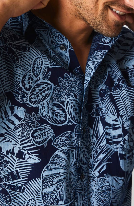 Shop Billy Reid Floral Short Sleeve Button-up Shirt In Indigo