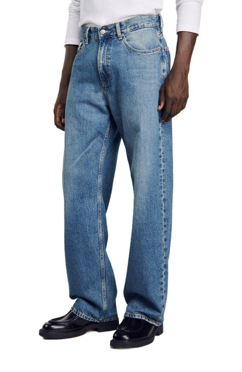 Sandro Baggy Stonewashed Jeans In Blue In Blue