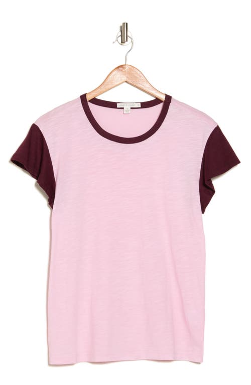 Shop Threads 4 Thought Colorblock Flutter Sleeve T-shirt In Bonbon/royal Burgundy