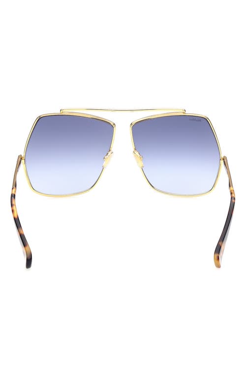 Shop Max Mara 64mm Gradient Geometric Sunglasses In Shiny Gold/gradient Blue