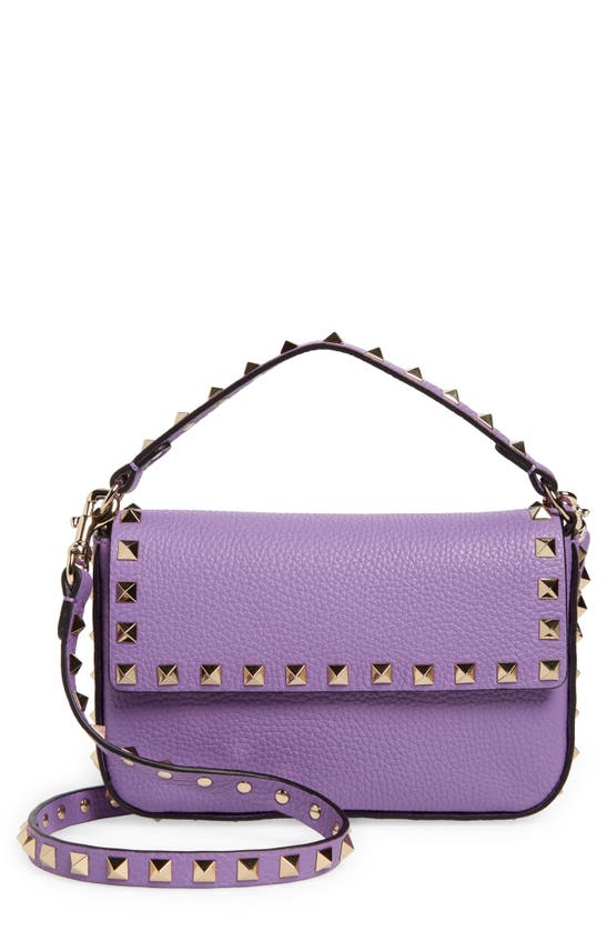 VALENTINO GARAVANI ROCKSTUD LEATHER TOP HANDLE BAG