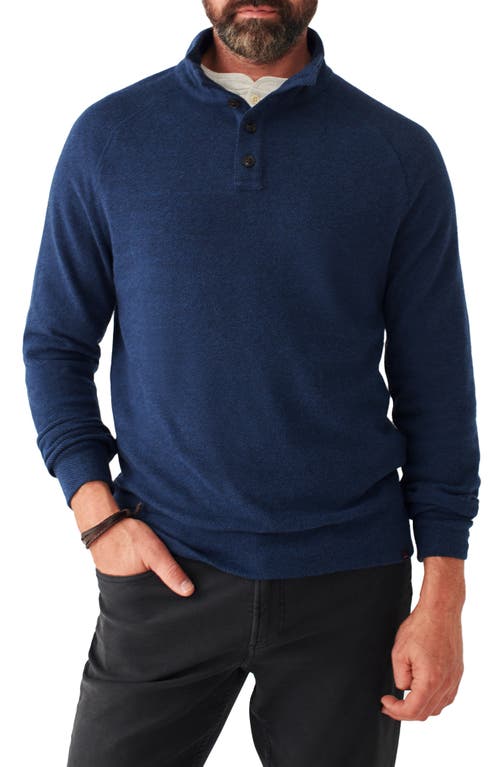Faherty Legend Quarter Button Organic Cotton Blend Sweater in Navy Twill