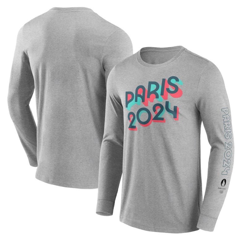 Shop Fanatics Branded Heather Gray Paris 2024 Summer Olympics Bold Stripe Long Sleeve T-shirt