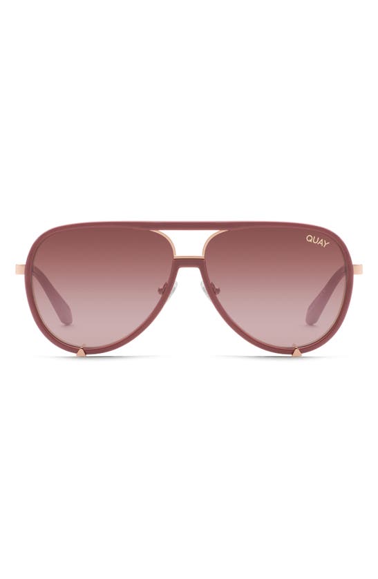 Quay X Saweetie High Profile 51mm Polarized Aviator Sunglasses In Berry/ Brown Pink