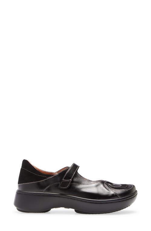 Naot Sea Mary Jane Flat In Black Madras/black Suede