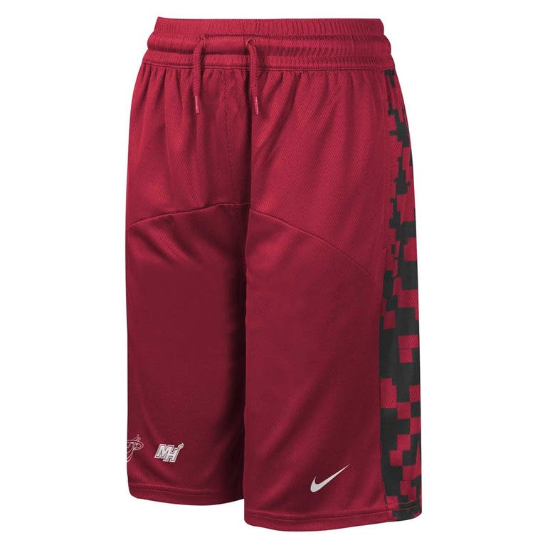 Shop Nike Youth  Red Miami Heat Courtside Starting Five Team Shorts