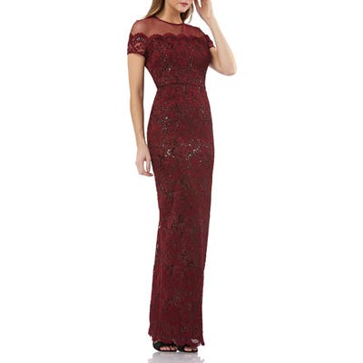 Js Collections Sequin Lace Gown, Red