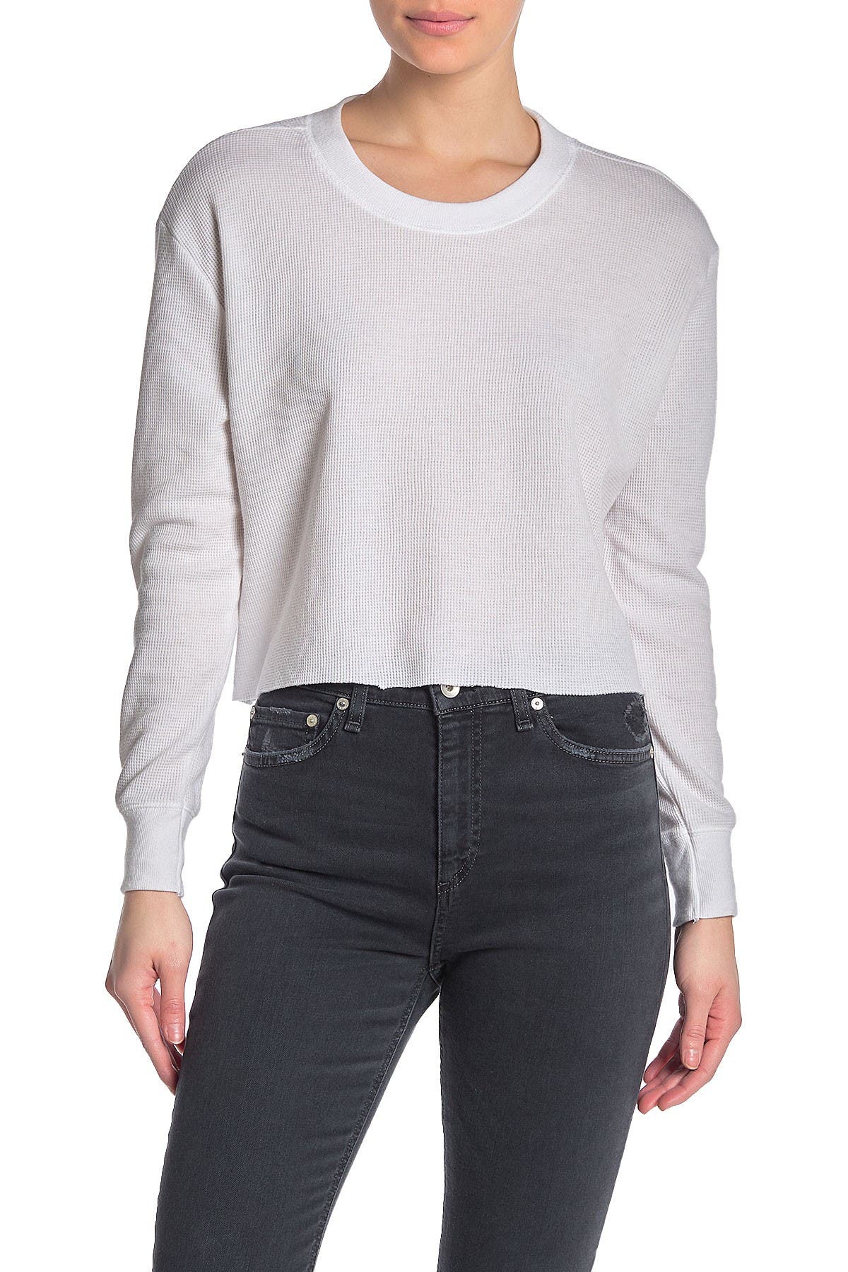 Alternative Womens Thermal Ls Cropped Tee