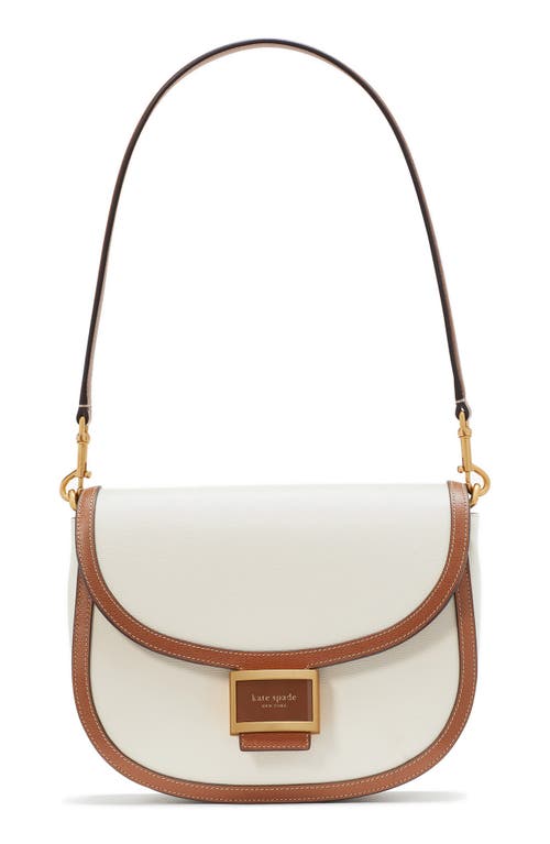 katy textured leather convertible shoulder bag in Halo Off White Multi