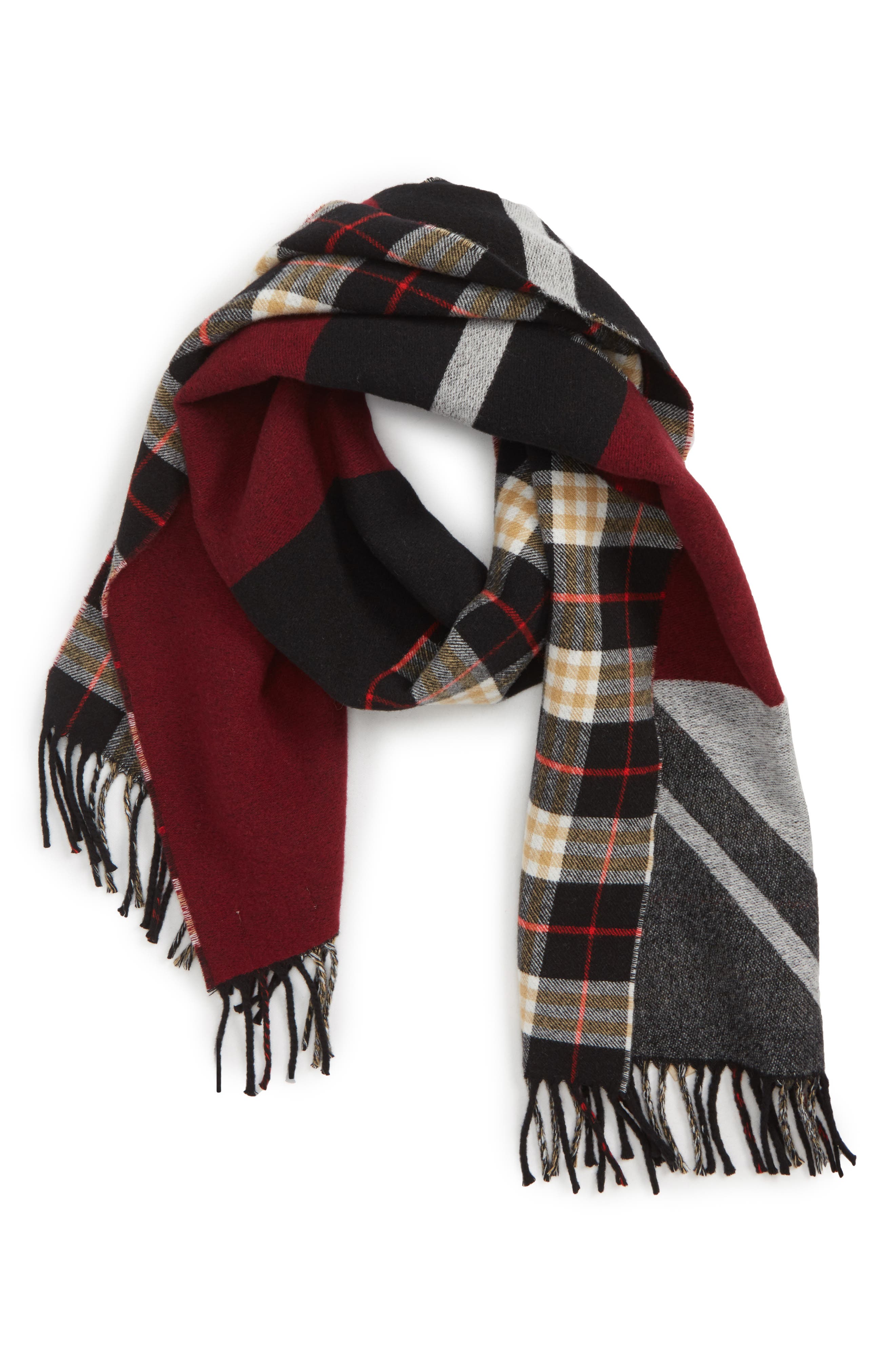 burberry reversible plaid merino wool shawl