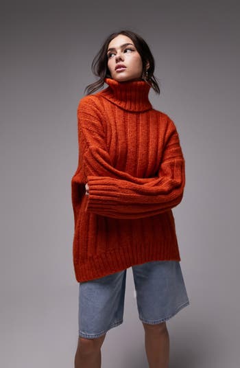 Oversized orange 2025 turtleneck sweater