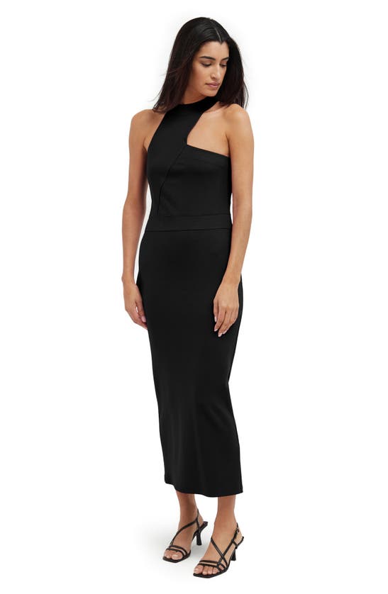 Shop Marcella Sonata Ponte Knit Midi Cocktail Dress In Black