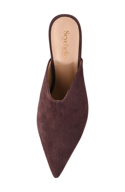 Shop Seychelles Obsession Pointed Toe Kitten Heel Mule In Dark Brown Suede