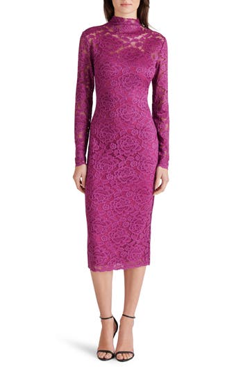 Bb Dakota By Steve Madden Vivienne Rose Long Sleeve Lace Dress In Vintage Purple