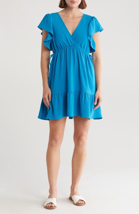 Flutter Sleeve Flounce Hem Minidress