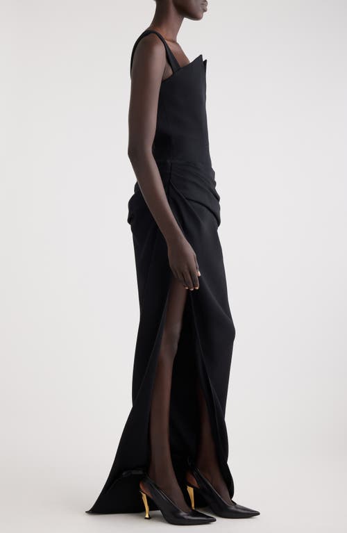 Shop Givenchy Side Drape Scuba Crepe Gown In Black