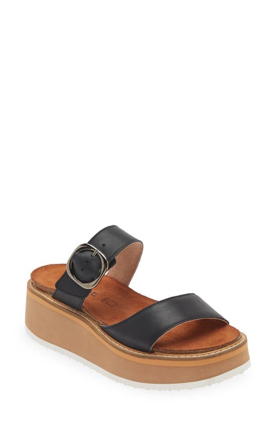 Shop Naot Halvah Platform Wedge Sandal In Soft Black Leather