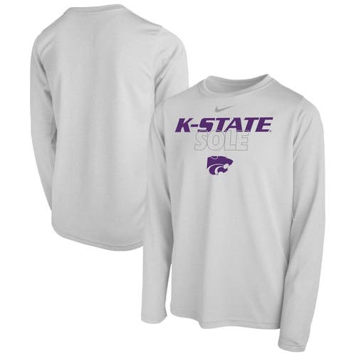 Youth Nike White Kansas State Wildcats 2023 On Court Sole Bench T-Shirt