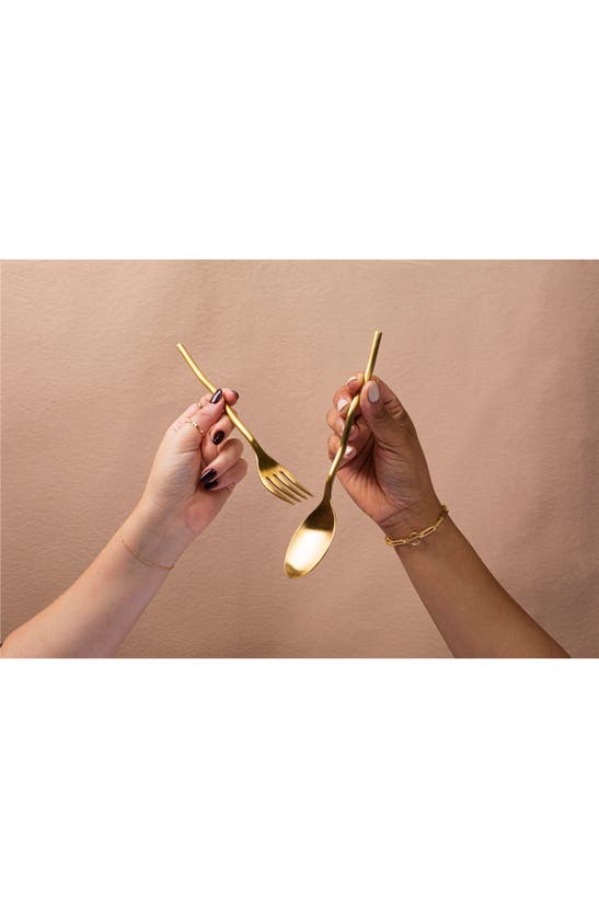 Misette Squiggle 5-piece Flatware Set In Matte Gold