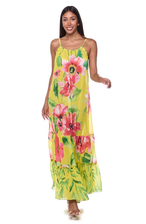 Ranee's Ranees Tiered Cover-up Maxi Dress In Yellow