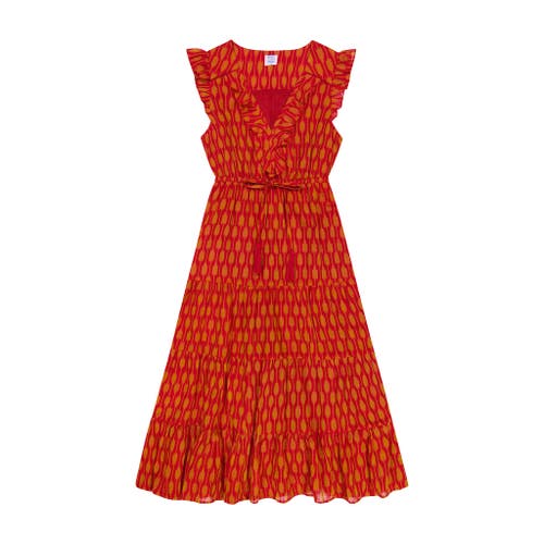 Shop Mer St. Barth Giselle Maxi Dress In Red Gold Ikat