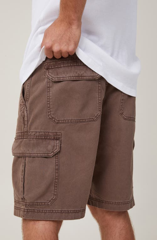 Shop Cotton On Tactical Cotton Cargo Shorts In Vintage Dark Brown