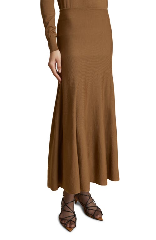 Shop Khaite Mayu Wool Blend Midi Sweater Skirt In Cafe